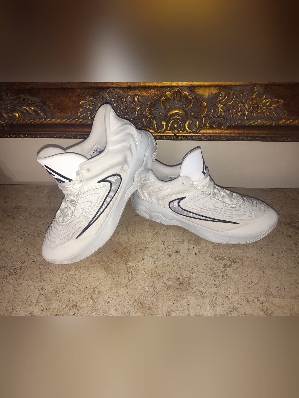 Nike Giannis Immortality 4 White Sneakers with Black Swoosh